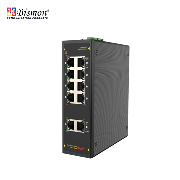 8 ports 10/100/1000M PoE + 2 RJ45 Gigabit Uplink un-managed Industrial Switch